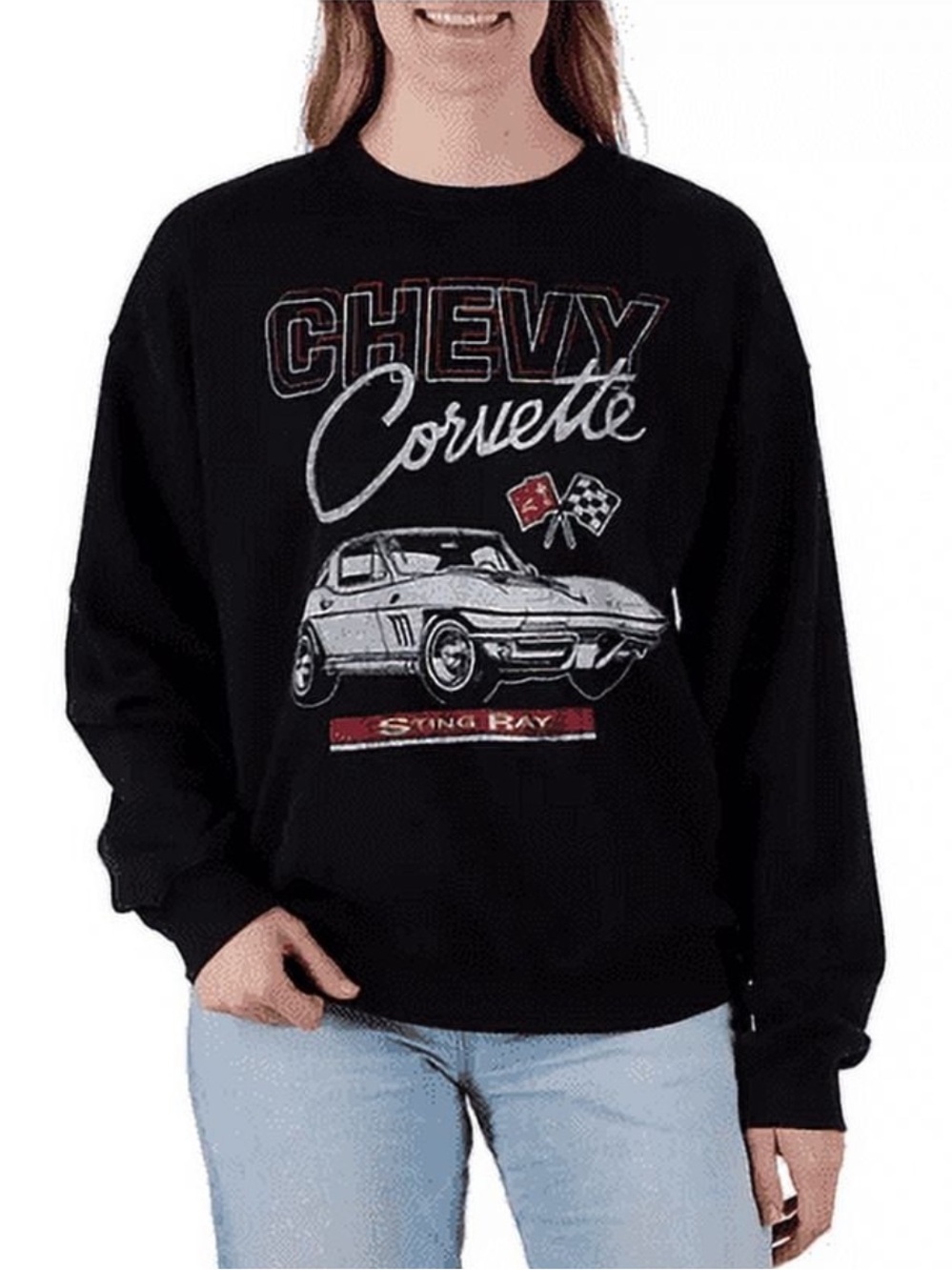 Chevy Corvette Sting Ray Black Crewneck Sweatshirt Small